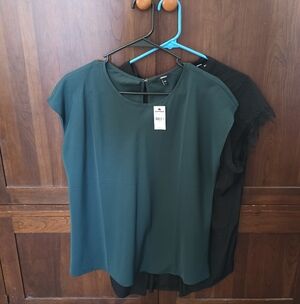 Express Women's Deep Teal Cap Sleeve Blouse Set Of 2 -One New With TAG